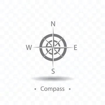 Compass or wind rose icon vector illustration on transparent background. Stock Illustration