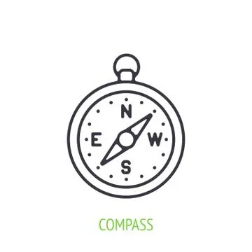 Compass outline icon. Vector illustration. Navigation equipment Stock Illustration