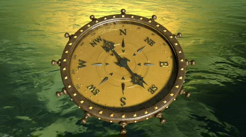 Compass Over The Ocean (green) - Compass 07 (HD) Stock Footage 735887