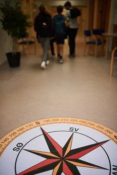 Compass painting on the floor in a school Stock Photos