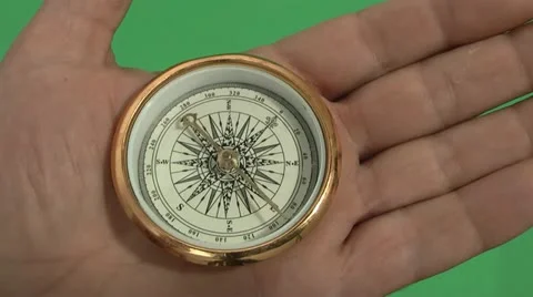 Compass in the palm green background Stock Footage 11701602