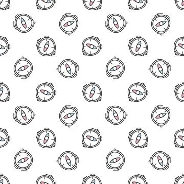 Compass pattern on white background outline in doodle style. Cute vector patt Иллюстрация