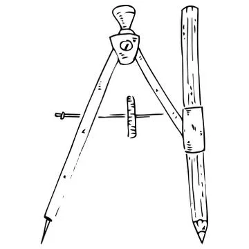 Compass with pencil for geometry icon. Vector illustration of a compass with Stock Illustration