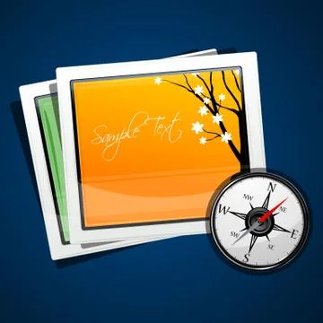 Compass with pictures Stock Illustration