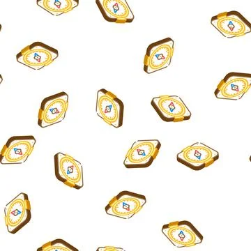 Compass pirate isometric icon seamless pattern Stock Illustration