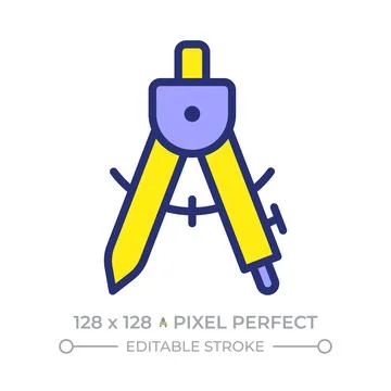 Compass pixel perfect line color icon Stock Illustration