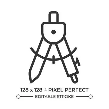 Compass pixel perfect line icon Stock Illustration