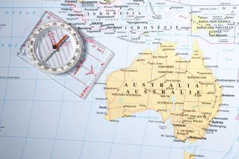 Compass pointing australia Stock Photos