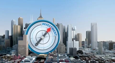 Compass with pointing the investment business Stock Photos