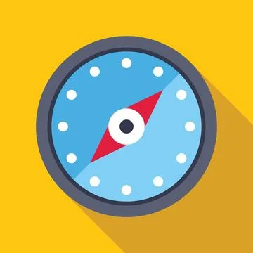 Compass pointing north showing direction on yellow background Stock Illustration