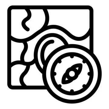 Compass pointing north with topographic map for hiking and exploration Stock Illustration