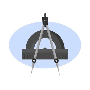 Compass with protractor illustration design element, geometry flat icon Stock Illustration