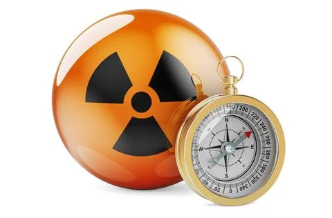 Compass with radiation symbol, 3D rendering Compass with radiation symbol,... Stock Photos