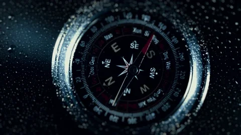 Compass in the rain drops on glass Stock Footage 147749401