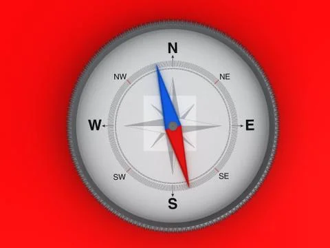 Compass On The Red Background Stock Photos