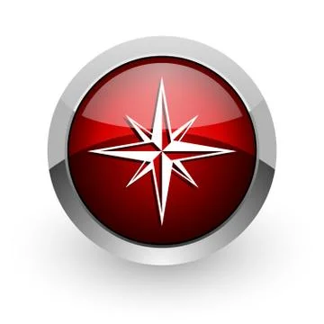 Compass red circle web glossy icon. Stock Illustration