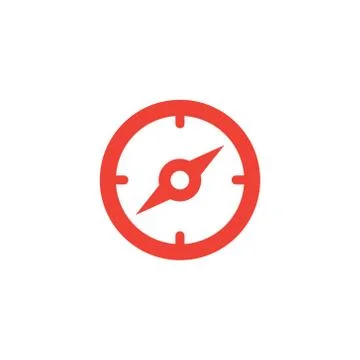 Compass Red Icon On White Background. Red Flat Style Vector Illustration. Stock Illustration