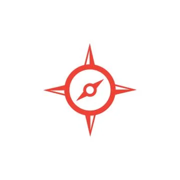 Compass Red Icon On White Background. Red Flat Style Vector Illustration. Illustrazione stock