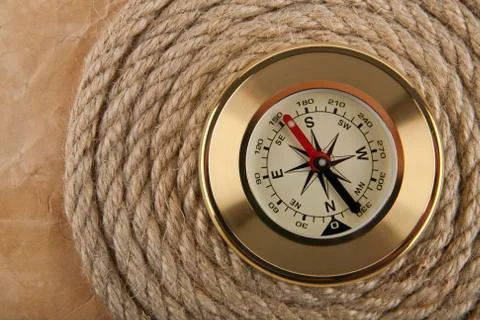 Compass, rope Stock Photos