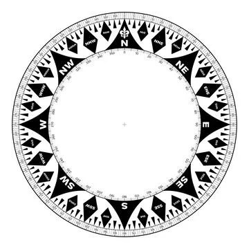 Compass rose, circular card of a wind rose, used for navigation Stock Illustration