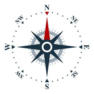 Compass rose icon, wind rose and navigation symbol Stock Illustration