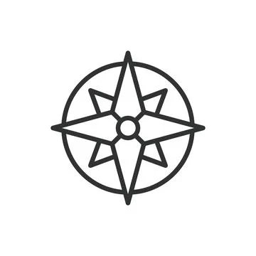 Compass rose, in line design. Compass rose, navigation, compass directions, wind Illustrazione stock