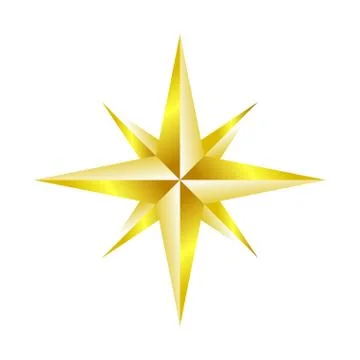 Compass Rose Navigation Golden Star Symbol Design Stock Illustration