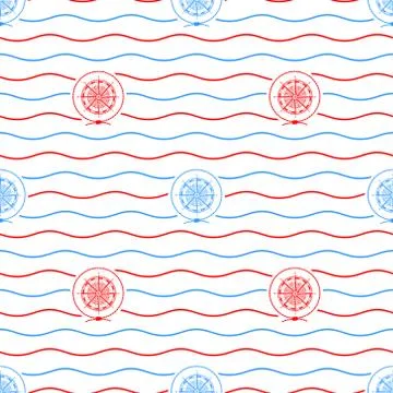 Compass Rose , Seamless Pattern Illustrazione stock