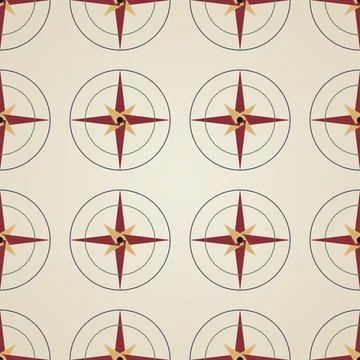 Compass Rose Seamless Pattern Vector Illustration with Nautical Navigation .. Stock Illustration