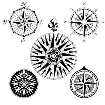 Compass Rose Set Illustrazione stock