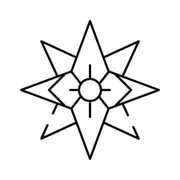 Compass rose star navigating direction outline icon Stock Illustration