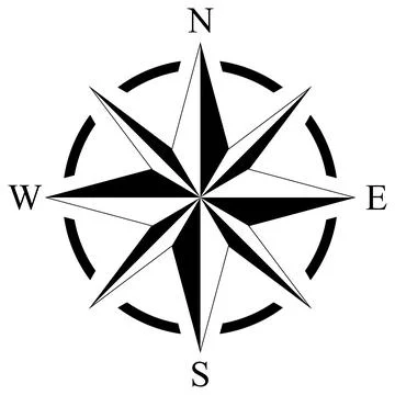 Compass rose vector with eight directions. Isolated background. Stock Illustration