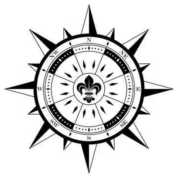 Compass rose vector with eight wind directions. Stock Illustration