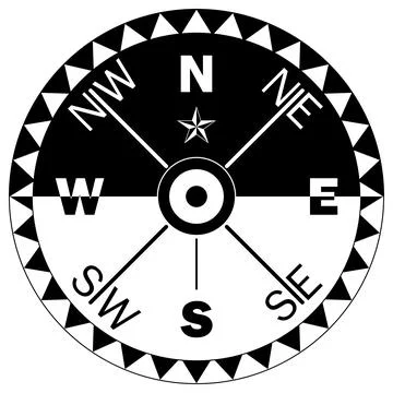 Compass rose vector with eight wind directions. Stock Illustration