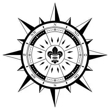 Compass rose vector with German East description. Stock Illustration