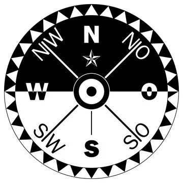 Compass rose vector with German East description. Stock Illustration