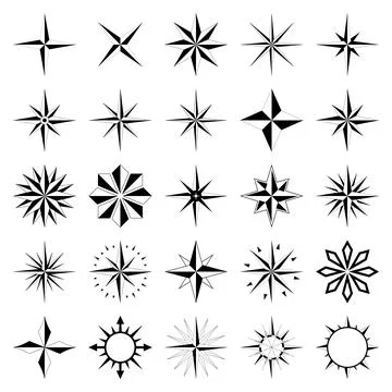 Compass rose vector set. Isolated white background. Stock Illustration