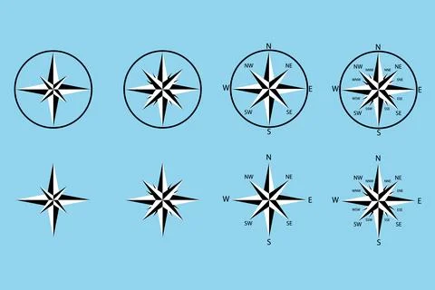 Compass rose of winds with directional dials for vintage Stock Illustration