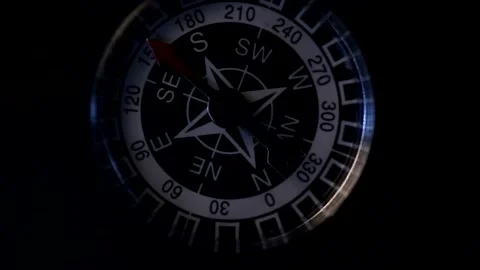 Compass rotating on a dark background.4K Video stock 150894199