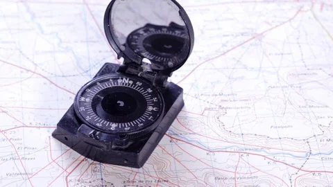 Compass on a rotating plane Stock Footage 77446347