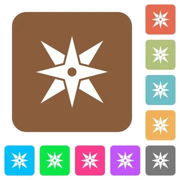 Compass rounded square flat icons Stock Illustration