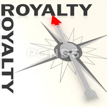 Compass with royalty word isolated Stock Illustration