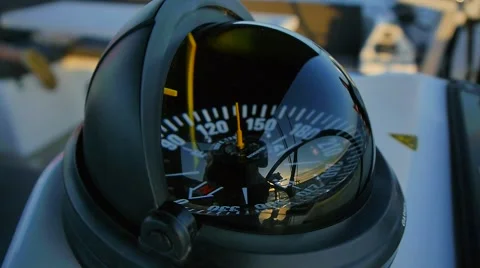 Compass on a sailing yacht Stock Footage 68031846