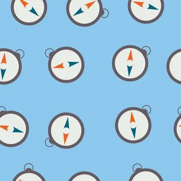 Compass seamless pattern on blue background. Stock Illustration