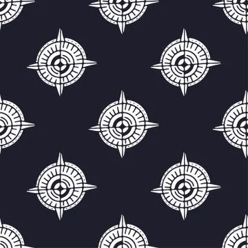 Compass seamless pattern. Minimalistic textile design. Nautical repeating pat Stock Illustration