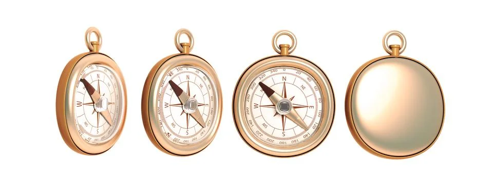 Compass set 3d render illustration icon Stock Illustration