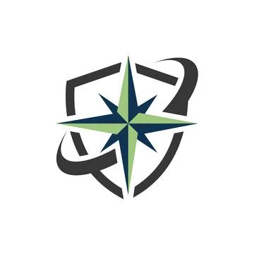 Compass Shield Logo Design for Security and Protection Business Brand Stock Illustration