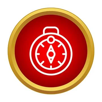 Compass showing direction on a red gold button Stock Illustration