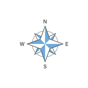 Compass sign icon isolated on a white background. Compass icon in flat design Stock Illustration