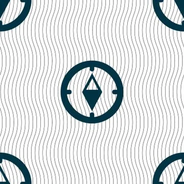 Compass sign icon. Windrose navigation symbol. Seamless pattern with geometri Illustrazione stock